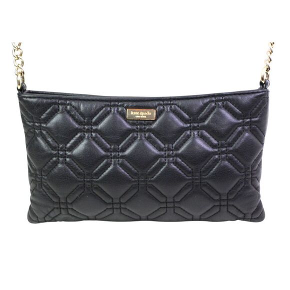 kate spade new york Handbags - kate spade NY STITCHED BLACK REAL LEATHER CHAIN SHOULDER BAG XBODY HANDBAG PURSE